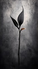 Wall Mural -  A monochrome image of a solitary flower atop its stem, with the stem emerging from it