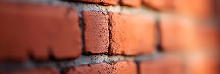 Canvas Print -  A tight shot of a brick wall, with individual bricks slightly softened and indistinct at the edges on its adjacent side