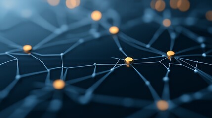 Wall Mural - interconnected: abstract network of golden nodes