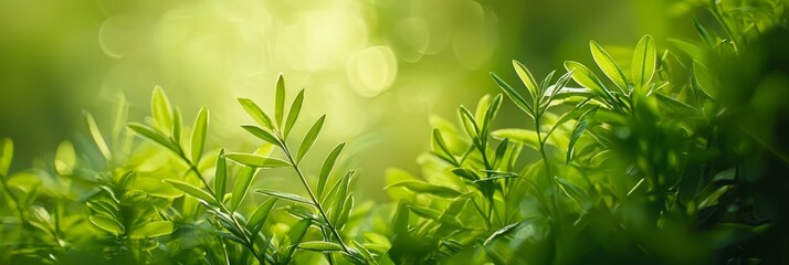 Wall Mural - sunlit leaves contrast crisp from blurred background