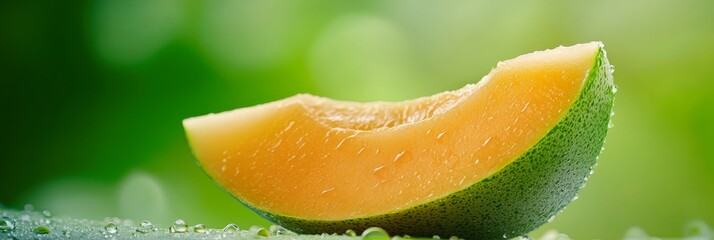 Wall Mural -  A tight shot of a fruit segment with water beads inside and exterior