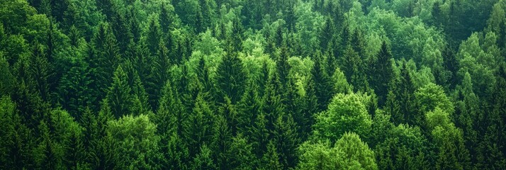 Wall Mural -  Many trees, nestled within a forest, bear green foliage above and below