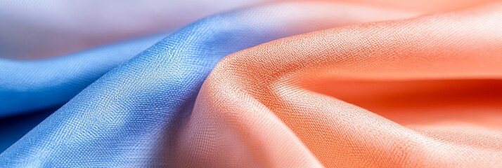 Wall Mural -  A detailed shot of an orange-blue fabric with a thin, central dividing line