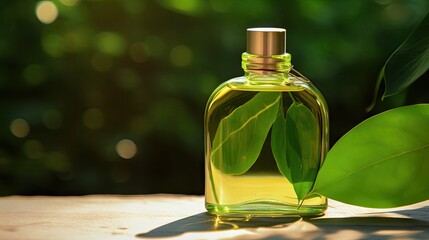 Sticker - Green perfume bottle in nature