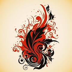 Wall Mural - Ornament, tribal, decoration, vintage, fire, texture, wallpaper, swirl, silhouette, grunge, leaf, nature, style, element, symbol, tattooOrnament, tribal, decoration, vintage, fire, texture, wallpaper,