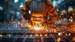 © Arifin Studio - Closeup workers wearing industrial uniforms and using electric arc welding machine to weld steel at factory. Metalwork manufacturing and construction maintenance service by manual skill labor concept.
