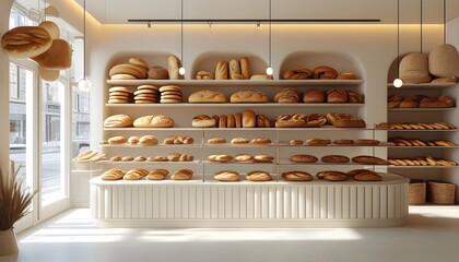 Bright and Modern Bakery Interior with Simple Design and Inviting Atmosphere