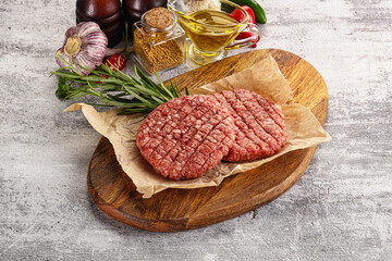 Poster - Raw burger cutlet for grill