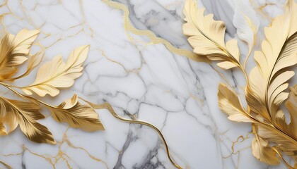 Sticker - Gold leaves on marble