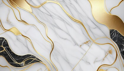 Wall Mural - White marble with gold accents