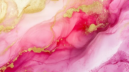  Beautiful pink background with abstract wave-like ribbon and glittering lights,