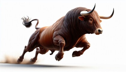 Wall Mural - Powerful Bull Charging Isolated on White Background