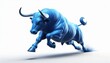 © Wis - Blue Bull Charging Forward on White Background