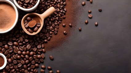 coffee beans on a wooden background