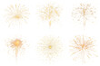 © SERSOLL - Set of festive fireworks on a white or transparent background. Explosion of a large golden fireworks, Design element, holiday overlays, New Year decorations.