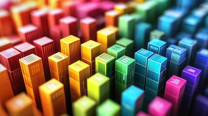 Creative business concept displayed as colorful blocks forming a 3D business chart, data creativity, innovative solutions through data