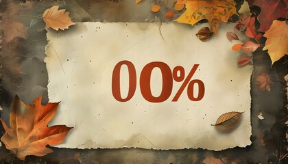 Rustic Autumn Sale Banner Featuring Bold Discounts with Falling Leaves and Hand-Drawn Aesthetic in Earthy Tones