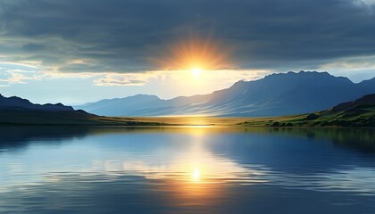 Wall Mural - Divine Landscape Bathed in Godly Light Illuminating Hope and Calmness