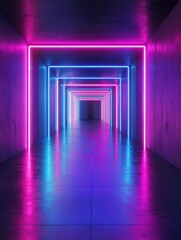 Poster - Neon Lit Hallway