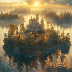 Poster - Castle on a Misty Island