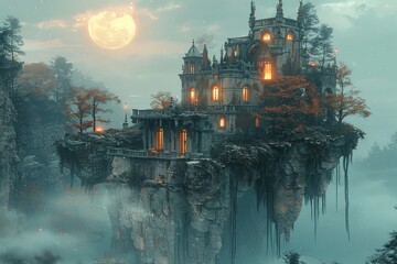 Wall Mural - Mysterious Castle on a Cliff