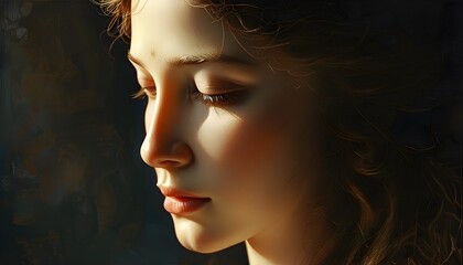 Sticker - Divine Serenity: A Portrait Bathed in Hope and Calming Light