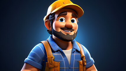 3D Cartoon-Style Gold Miner Character in a Vibrant Mine Setting