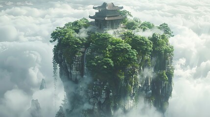 Poster - Floating Temple in the Clouds