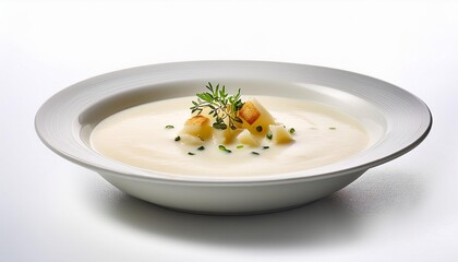 France Food, Vichyssoise on white background isolated.