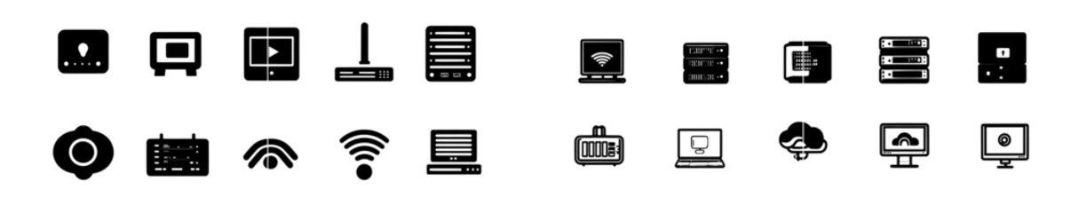 The server icon set is an illustration suited for website design, logos, apps, templates, and user interfaces.