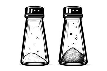 The salt, spice, saline, and pepper shaker icon set. Modern graphic illustration. Suitable for website designs, logos, apps, templates, and user interfaces.