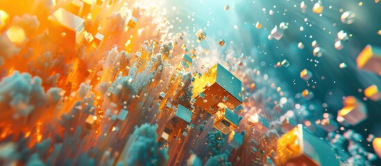 Mesmerizing Cosmic Explosion of Glistening Digital Light and Vibrant Fractal Particles  Captivating abstract background with dynamic colorful and luminous visual effects creating a futuristic