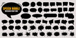 © Impixmart - Set of speech bubble, comic sticker, chat box and empty social media message balloon silhouette or communication network symbol in doodle cartoon style. Information, idea, quote or fun dialogue frame.