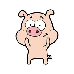 Sticker - happy cartoon pig