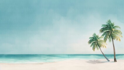 A beautiful blue ocean with palm trees in the foreground by AI generated image