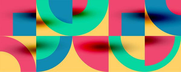 Neo memphis geometric pattern with circles, squares. Pop art abstract background for covers, banners, flyers and posters and other templates