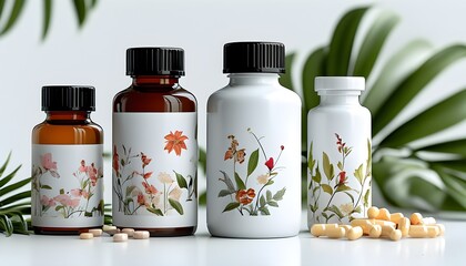 Wall Mural - Personalized Medicine Packages on Clean White Background Created by AI