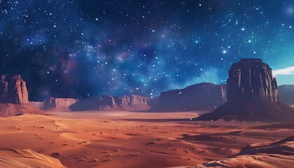 Wall Mural - A vast desert with stars and a starry sky