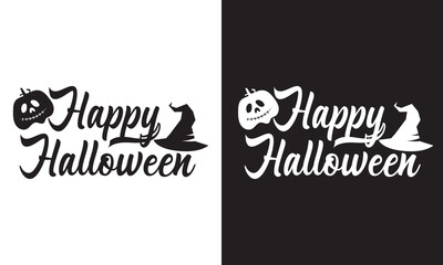 Sticker - Happy Halloween handwritten text. Hand lettering. Modern brush ink calligraphy  for holiday banner, poster, greeting card, party invitation. isolated on white and black background. EPS 10