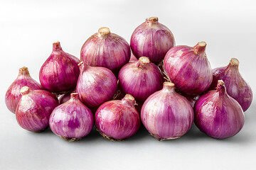 Group of Shallot Shallot isolate on background, organic Asian herbs and spices concept