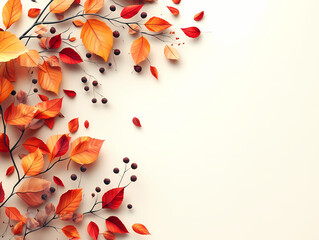 Poster - autumn background with leaves , background with copy space 