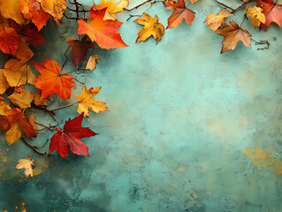 Poster - autumn leaves background, with copy space 