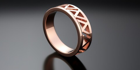 A minimalist pink gold ring featuring a sleek geometric pattern.