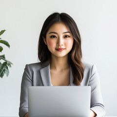 Sticker - Japanese woman with a laptop