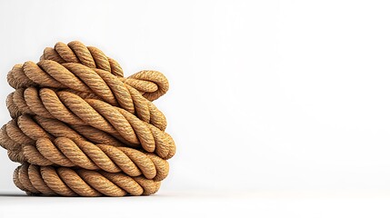 A twisted rope knot is isolated on a white background, symbolizing strength and connection.