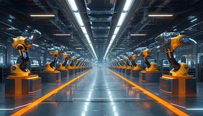 Canvas Print - Futuristic Factory Banners Showcasing AI-Generated Innovations and Design Elements