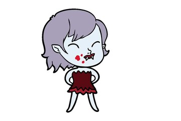 Canvas Print - cartoon vampire girl with blood on cheek