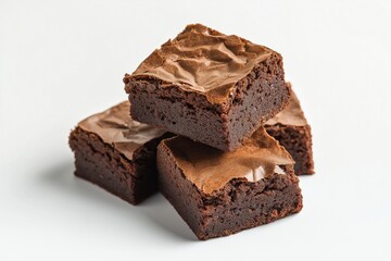 Wall Mural - Chocolate brownies isolated on white background