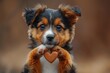 © Iona - Adorable puppy holding a heart-shaped object, conveying pure affection with a dainty, lovable pose that tugs at the heartstrings.