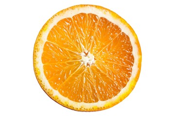 a close up of an orange slice isolated on white background